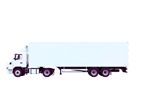 White semitrailer truck isolated on transparent background