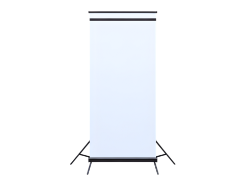 Blank white roll up banner stand isolated on transparent background - Powered by Adobe