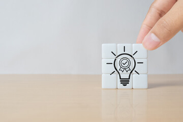 Copyright or patent concept, intellectual property. Patented brand identity license product...