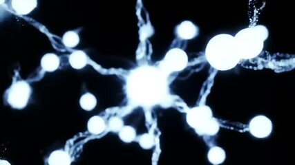 Abstract representation of a glowing AI processor with a central hub connecting digital streams in a neural network data system - Powered by Adobe