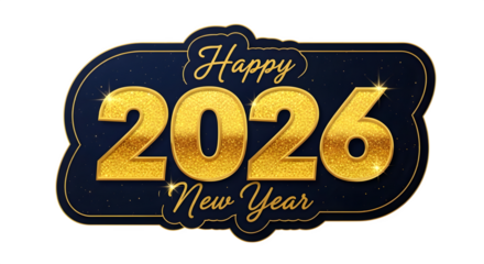 Happy new year 2026 golden glitter celebration design elegant