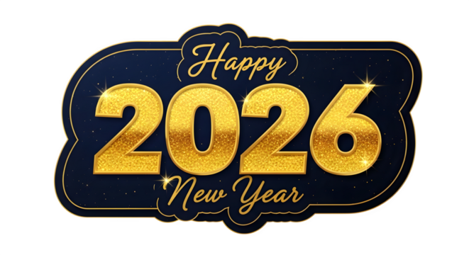 Happy new year 2026 golden glitter celebration design elegant