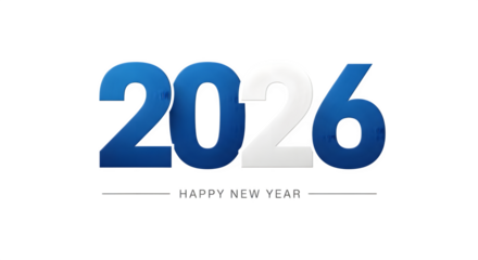 Happy new year 2026 celebration design with blue and white numbers