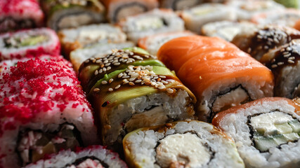 Premium sushi set close up