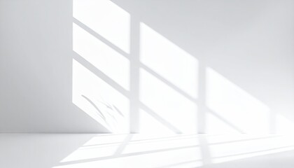 Obraz premium White room corner with geometric light window shapes