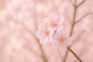 Fototapeta premium Soft focus pink cherry blossom flowers on a branch with bokeh background for spring season