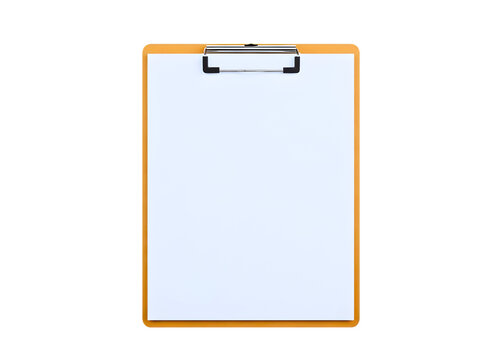 A wooden clipboard with a blank white paper isolated on transparent background