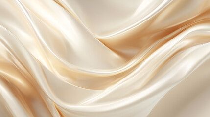 Naklejka premium Elegant Silk Drapes: a close-up of flowing, opulent silk fabric, with delicate waves of ivory and gold create a sense of luxury and grace.
