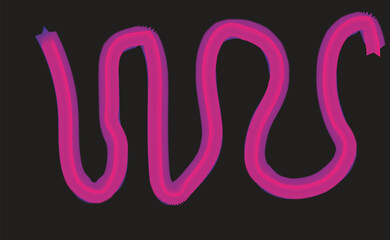 A pink abstract squiggle line on a black background in a simple and modern style art design
