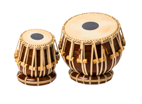 Indian tabla drums isolated on transparent background