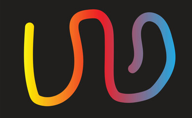 Colorful gradient line art on a black background creates a modern and abstract design element
