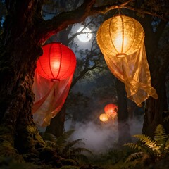 Moonlit Lantern Forest