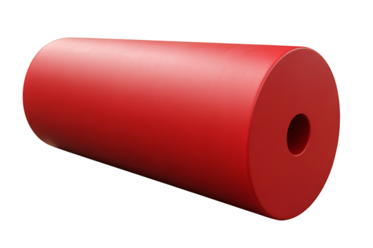 Buy red foam roller for muscle recovery and deep tissue massage therapy on transparent background
