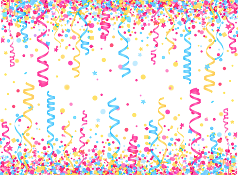 Colorful confetti and streamers falling on a transparent background - Powered by Adobe