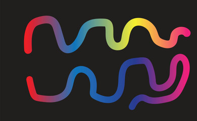 Two colorful line art designs on a black background, creating a vibrant and modern aesthetic
