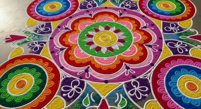 Colorful Rangoli Art - A Vibrant Celebration of Indian Culture.