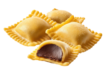 Filled pasta squares with visible dark filling