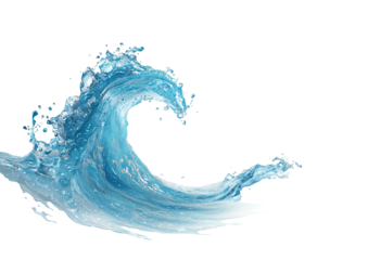 Aquamarine wave curls, splashes, against black void