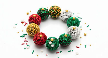 Christmas cake pops arranged in a circle