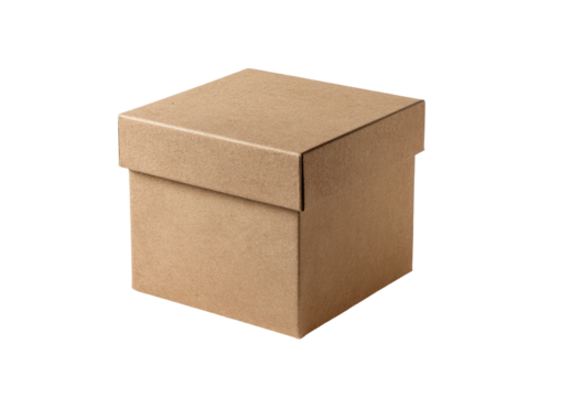 Square kraft box with lid, isolated on black
