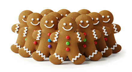 Group of gingerbread men cookies smiling