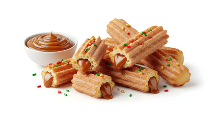 Churros filled with caramel and holiday sprinkles