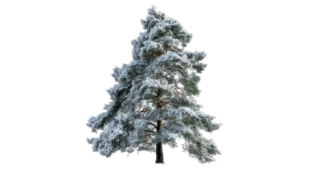 Snow covered fir tree isolated on transparent background - Powered by Adobe