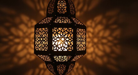 Intricate Metal Lantern with Light and Shadow.