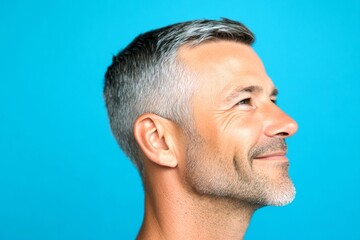 Fototapeta premium Fashionable men's two-block cut haircut - midlife arabian man wi