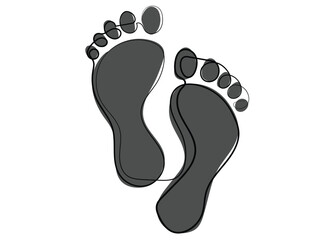 Footprints in a continuous line pattern
