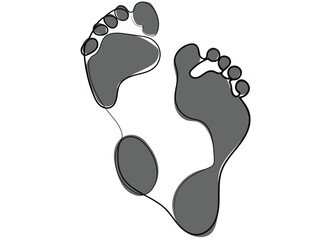 Footprints in a continuous line pattern