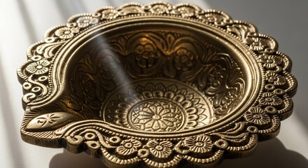 Ornate Golden Oil Lamp - Intricate Design and Cultural Symbolism.