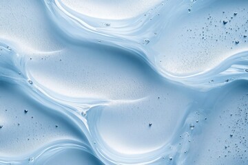 smooth pale blue gel waves with glossy texture and tiny bubbles, serene flowing abstract surface