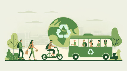 Fototapeta premium Sustainable Transport Green Move Series — Circular Flow of Eco Transport Modes