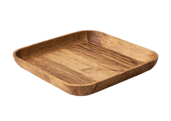 Square, rounded, textured wooden tray, angled view