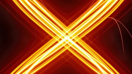 Abstract background with glowing golden light trails forming a dynamic cross pattern. Energetic motion blur effect representing speed, technology and digital data streams - Powered by Adobe