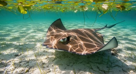 Graceful stingray gliding in turquoise waters a captivating marine encounter