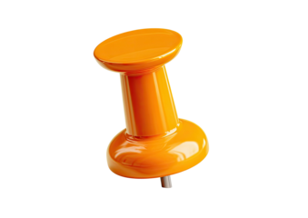 Orange push pin with metallic pin. Isolated object