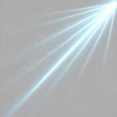 Bright diagonal blue spotlight effect or light beam for graphical design elements and overlays isolated PNG with Transparent Background