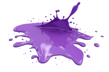 A splash of purple paint creating an artistic effect on a clean white background. creativity and color dynamics. ideal for art projects or design themes