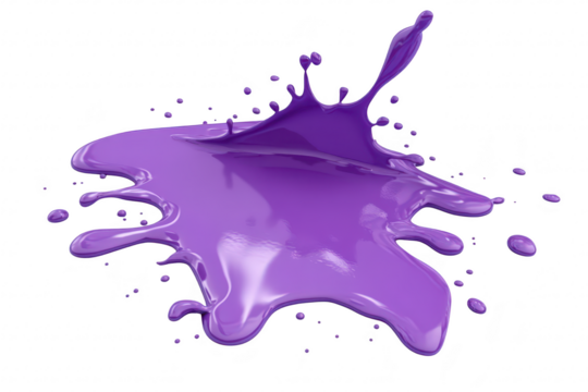 A splash of purple paint creating an artistic effect on a clean white background. creativity and color dynamics. ideal for art projects or design themes
