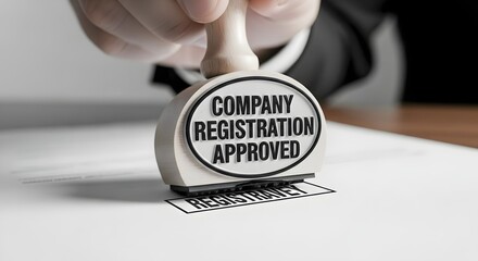 Company registration approved stamp showing success for new business owners, conveying achievement and regulatory compliance in entrepreneurial ventures