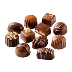 Obraz premium Chocolate praline candies set isolated on white background