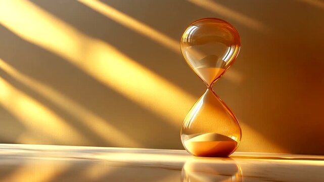 Elegant hourglass casting warm shadows on surface