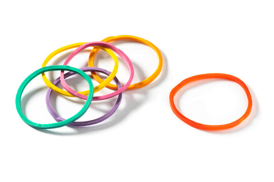 Group of colorful rubber band on white background