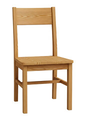Simple wooden dining chair isolated PNG with Transparent Background