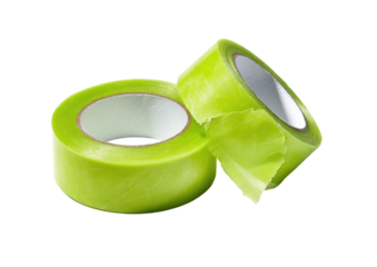 Two rolls of light green tape on a dark background