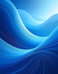 Abstract flowing blue curves cascade downward in a textured, dynamic, and calming composition with soft highlights