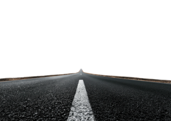 Asphalt road stretches to a dark horizon