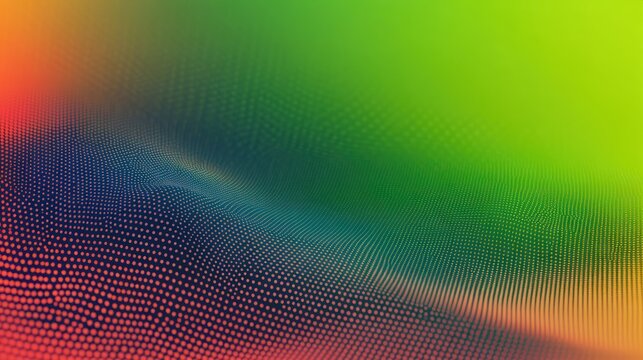 vibrant multicolored dotted wave grid forming an undulating digital mesh with flowing gradient and energetic futuristic mood